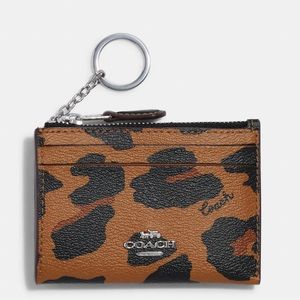 COACH Mini Skinny ID Case w/ Leopard Print